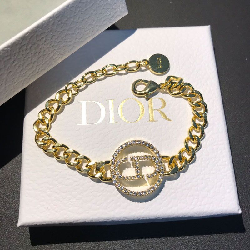 Dior 30 Montaigne Bracelet Metal And Silver Crystals Gold Hot Sale