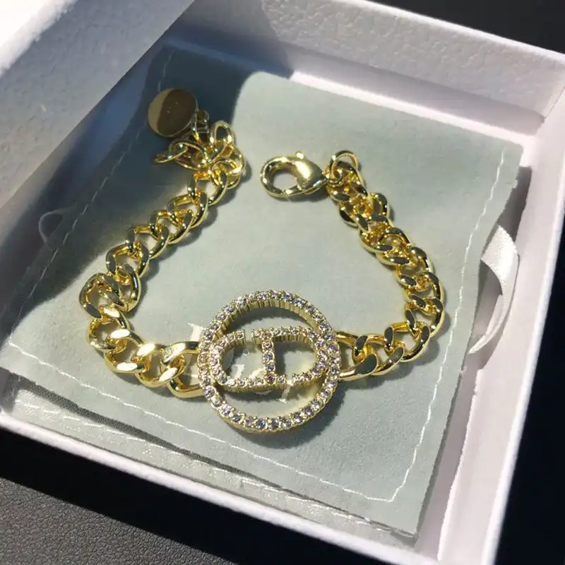 Affordable Hot Dior 30 Montaigne Bracelet Metal And Silver Crystals Gold