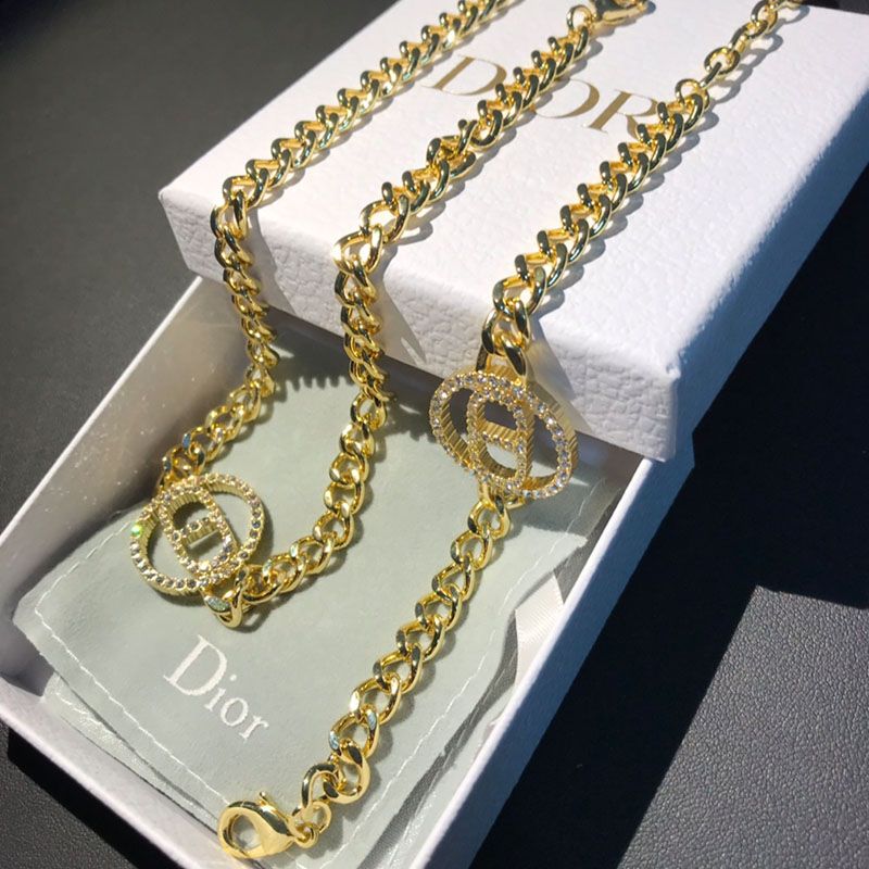 Dior 30 Montaigne Necklace Metal And Silver Crystals Gold Hot Sale