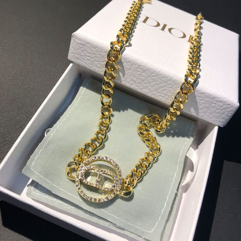 Dior 30 Montaigne Necklace Metal And Silver Crystals Gold Hot Sale