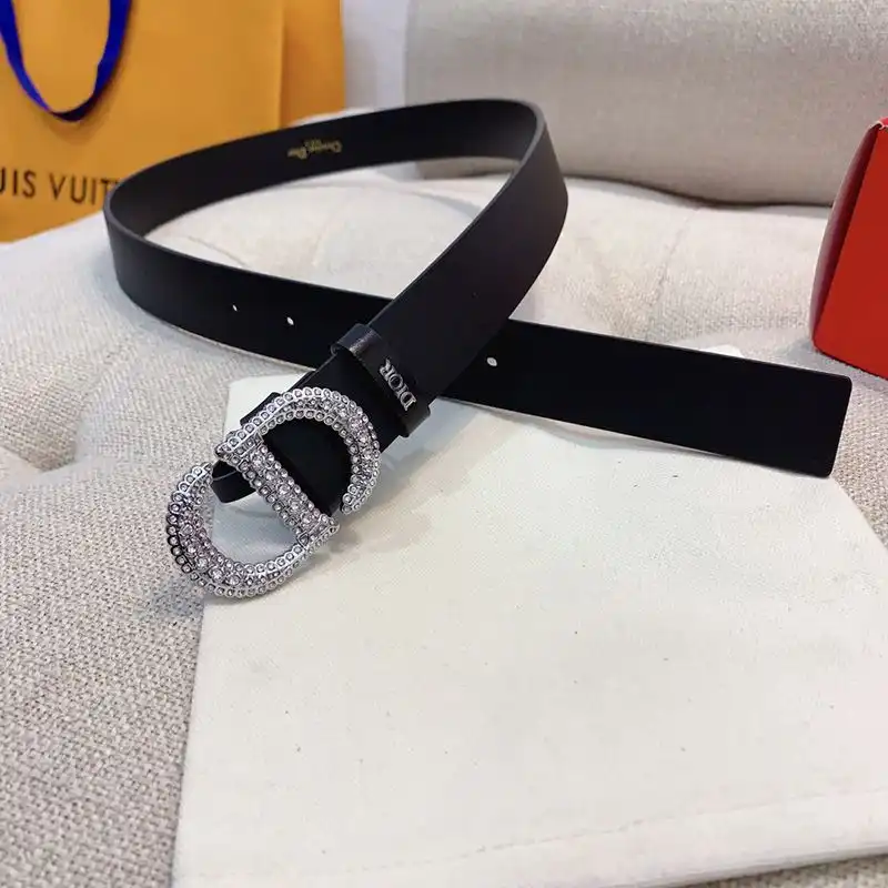 TOP Dior 30 Montaigne Crystals Belt 30MM Smooth Calfskin Black Silver