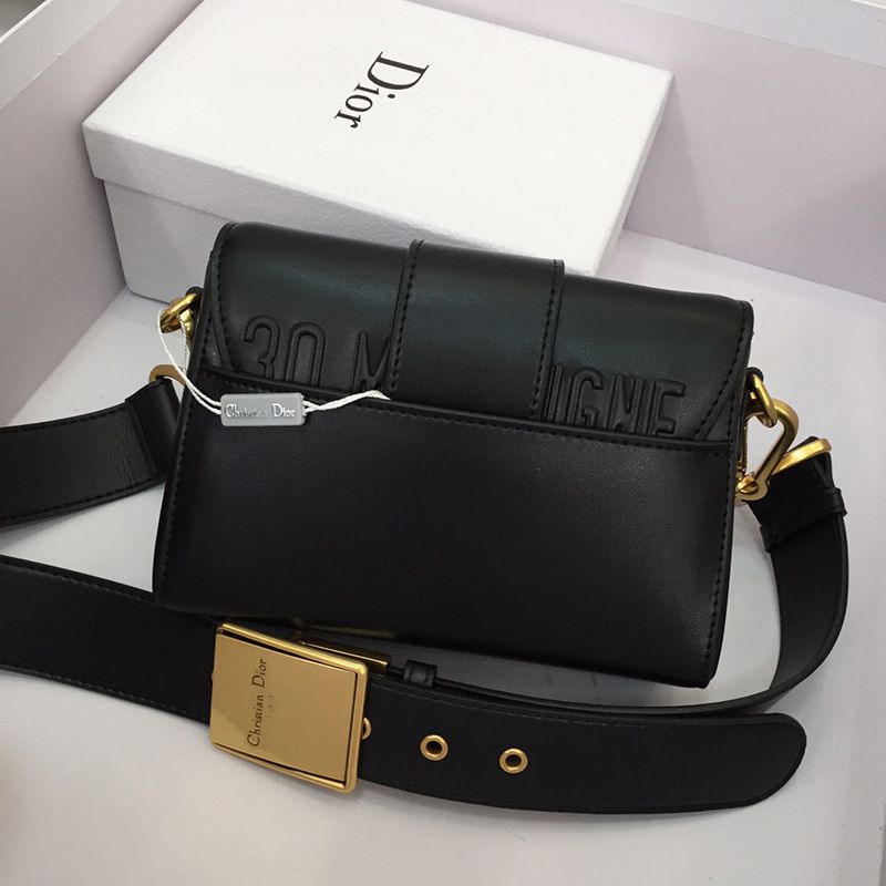 Dior 30 Montaigne Box Bag Calfskin Black Hot Sale