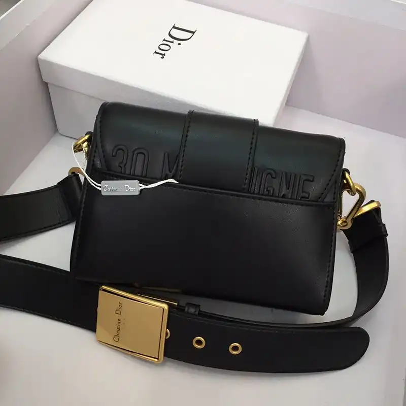 Cheap Dior 30 Montaigne Box Bag Calfskin Black Luxury