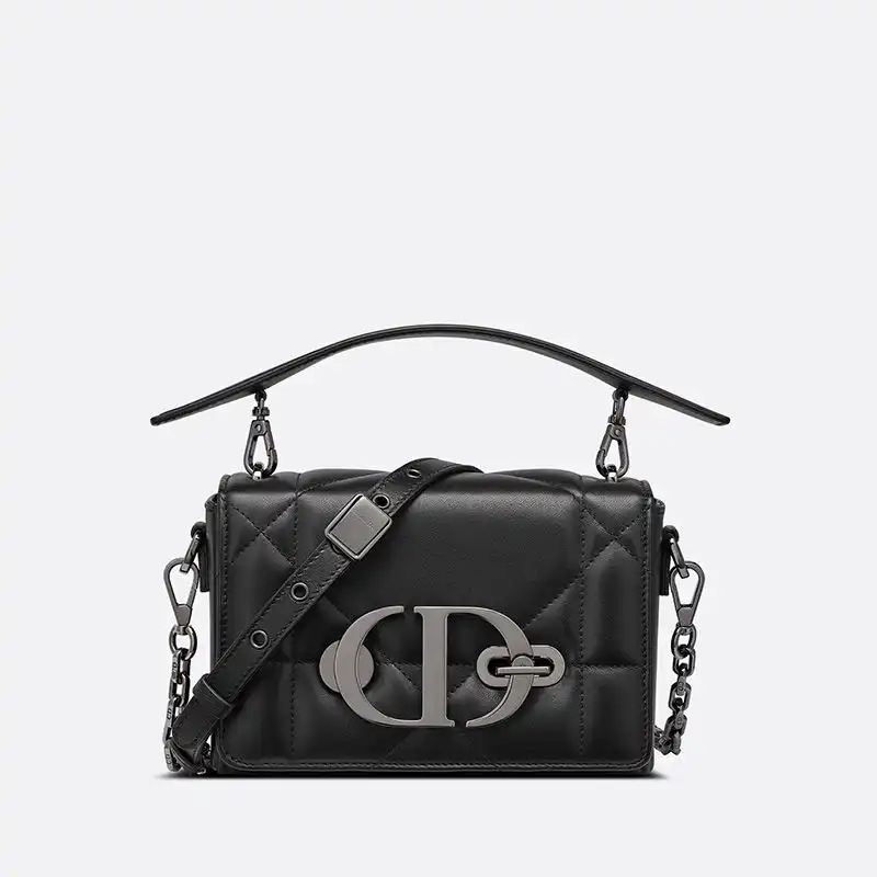 Dior 30 Montaigne Box Bag with Handle Maxicannage Lambskin Black