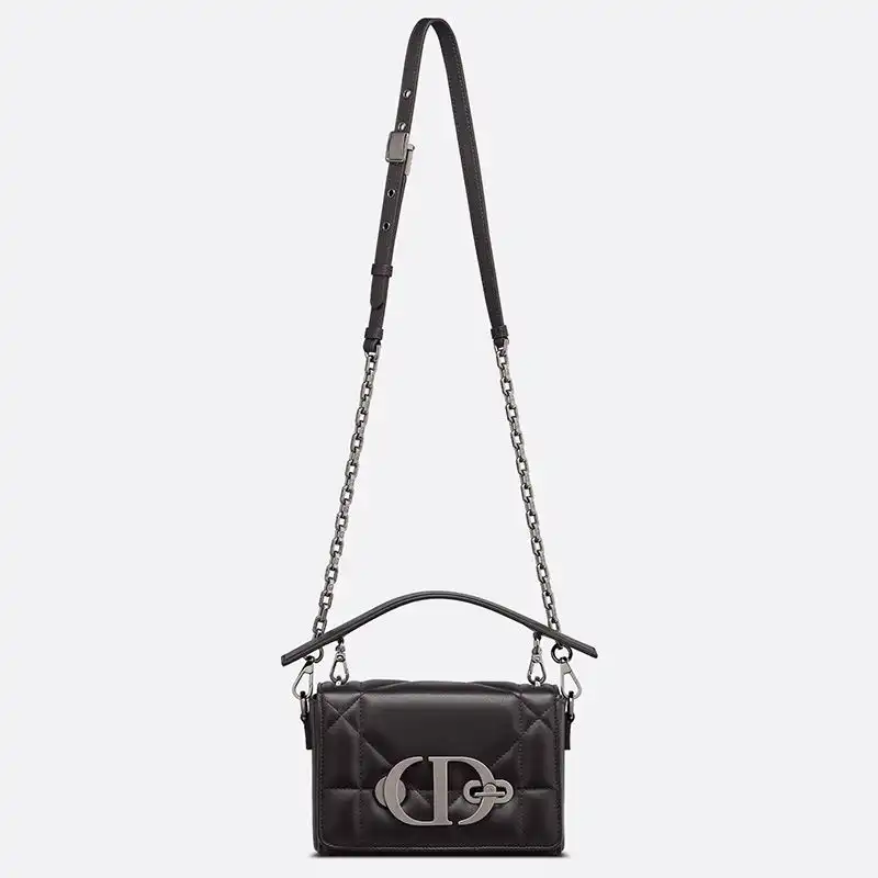 Cheap Dior 30 Montaigne Box Bag with Handle Maxicannage Lambskin Black Luxury