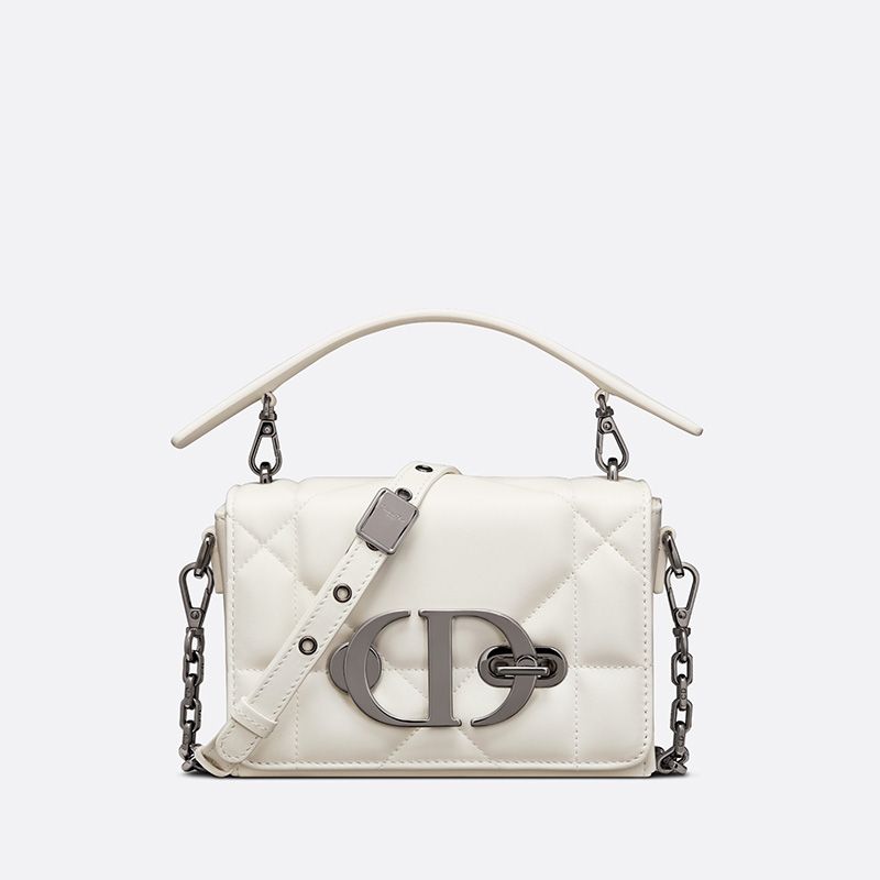 Dior 30 Montaigne Box Bag with Handle Maxicannage Lambskin White Hot Sale