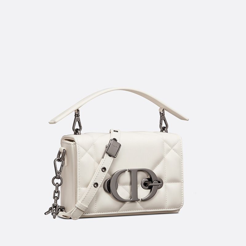 Hot Dior 30 Montaigne Box Bag with Handle Maxicannage Lambskin White