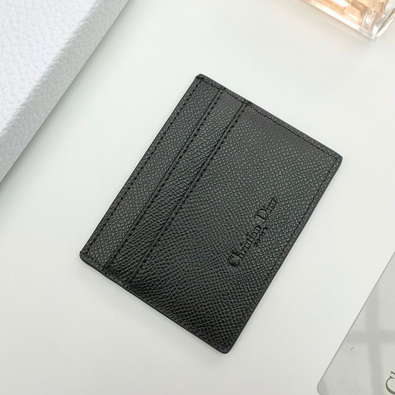 Hot Dior 30 Montaigne Card Holder Grained Calfskin Black