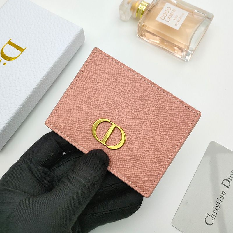 Dior 30 Montaigne Card Holder Grained Calfskin Pink Hot Sale