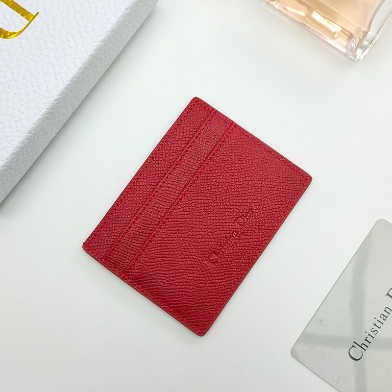 Hot Dior 30 Montaigne Card Holder Grained Calfskin Red