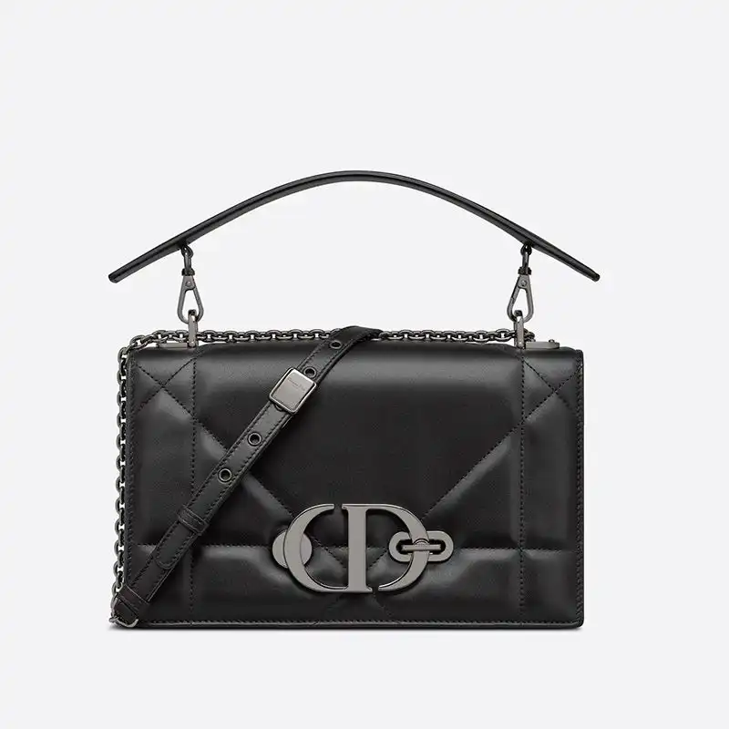 Dior 30 Montaigne Chain Bag with Handle Maxicannage Lambskin Black Luxury