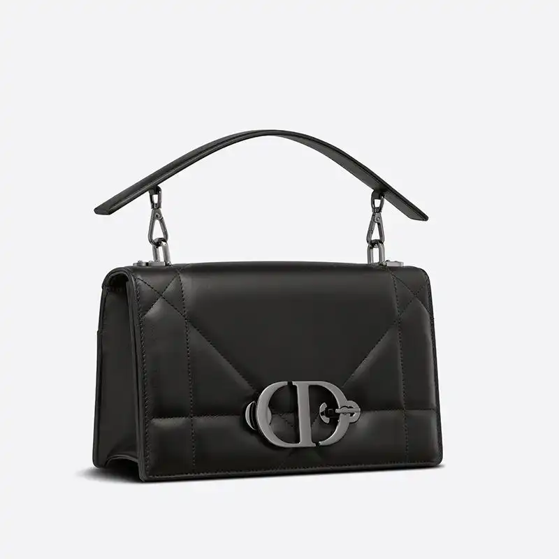 Cheap Dior 30 Montaigne Chain Bag with Handle Maxicannage Lambskin Black Luxury