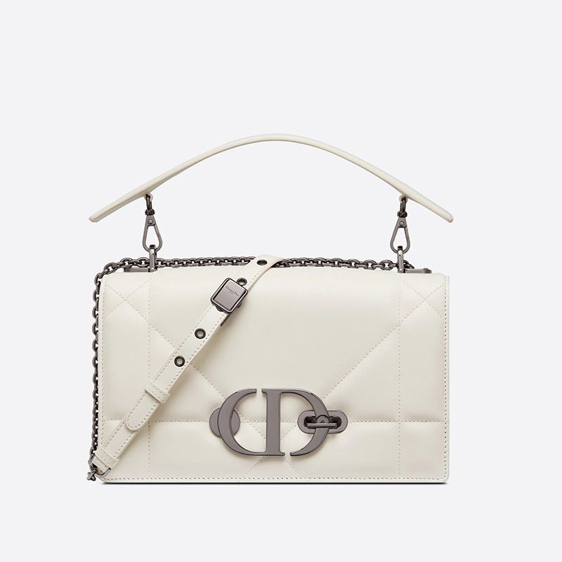 Dior 30 Montaigne Chain Bag with Handle Maxicannage Lambskin White Hot Sale