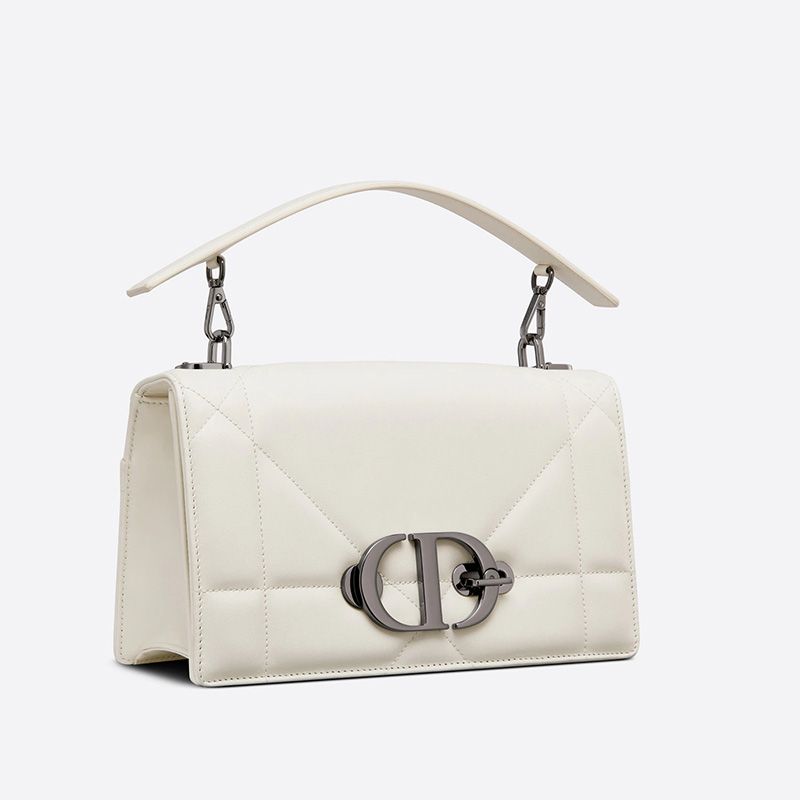 Dior 30 Montaigne Chain Bag with Handle Maxicannage Lambskin White Hot Sale