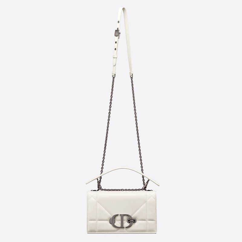 Dior 30 Montaigne Chain Bag with Handle Maxicannage Lambskin White Hot Sale