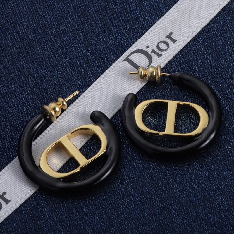 Hot Dior 30 Montaigne Earrings Metal and Lacquer Gold Black