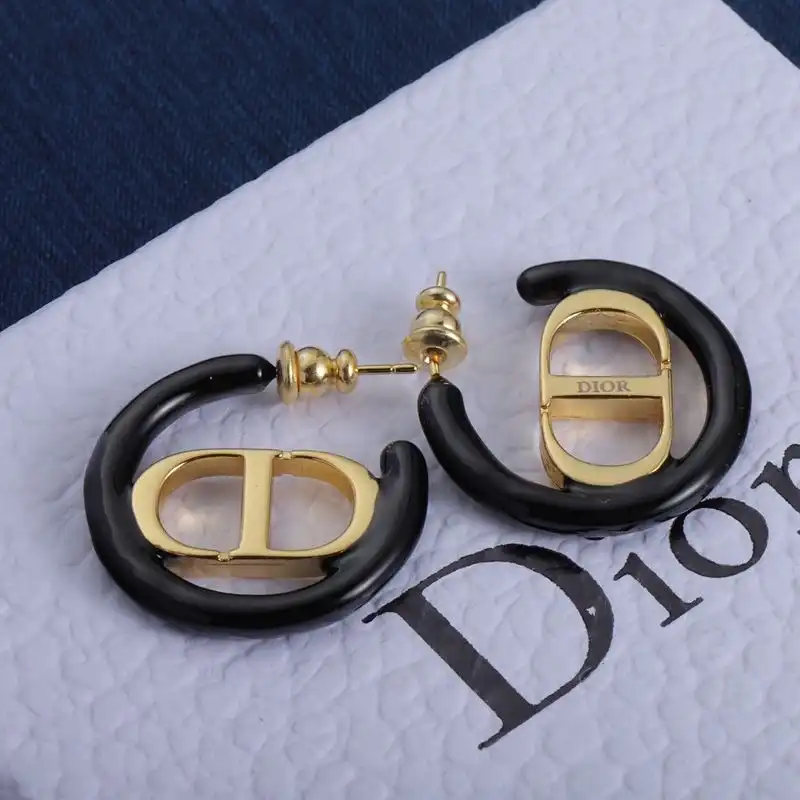 Cheap Hot Dior 30 Montaigne Earrings Metal and Lacquer Gold Black