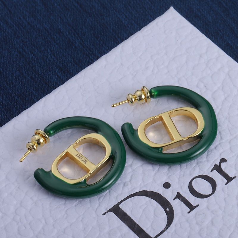 Dior 30 Montaigne Earrings Metal and Lacquer Gold Green Hot Sale