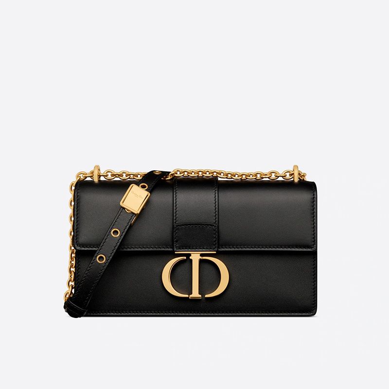 Dior 30 Montaigne East-West Bag With Chain Calfskin Black Hot Sale