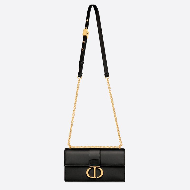 Hot Dior 30 Montaigne East-West Bag With Chain Calfskin Black