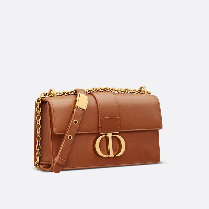 Dior 30 Montaigne East-West Bag With Chain Calfskin Brown Hot Sale