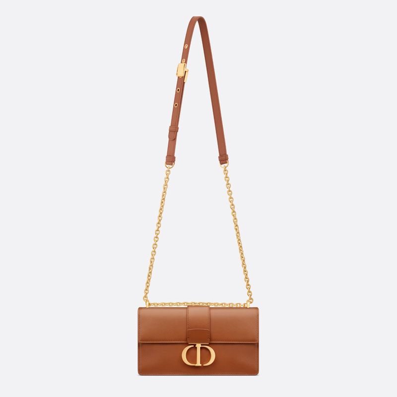 Dior 30 Montaigne East-West Bag With Chain Calfskin Brown Hot Sale