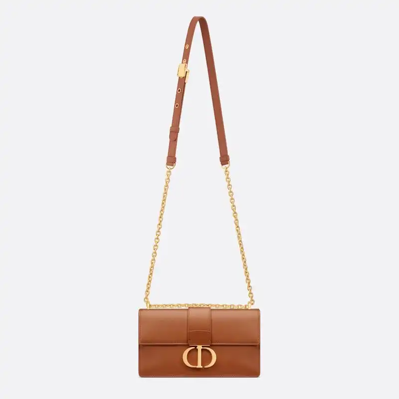 Cheap Dior 30 Montaigne East-West Bag With Chain Calfskin Brown Luxury