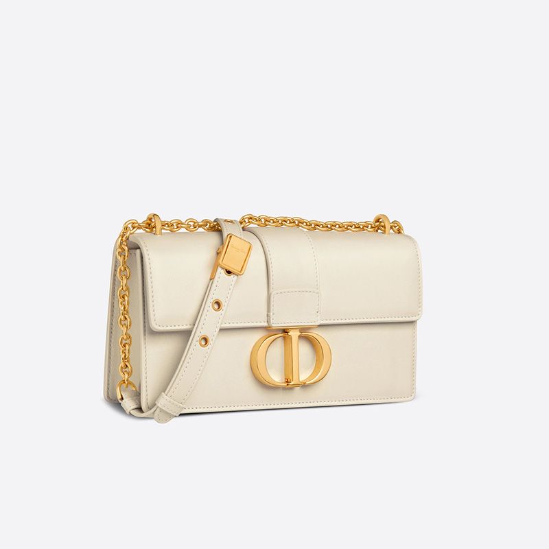 Hot Dior 30 Montaigne East-West Bag With Chain Calfskin White