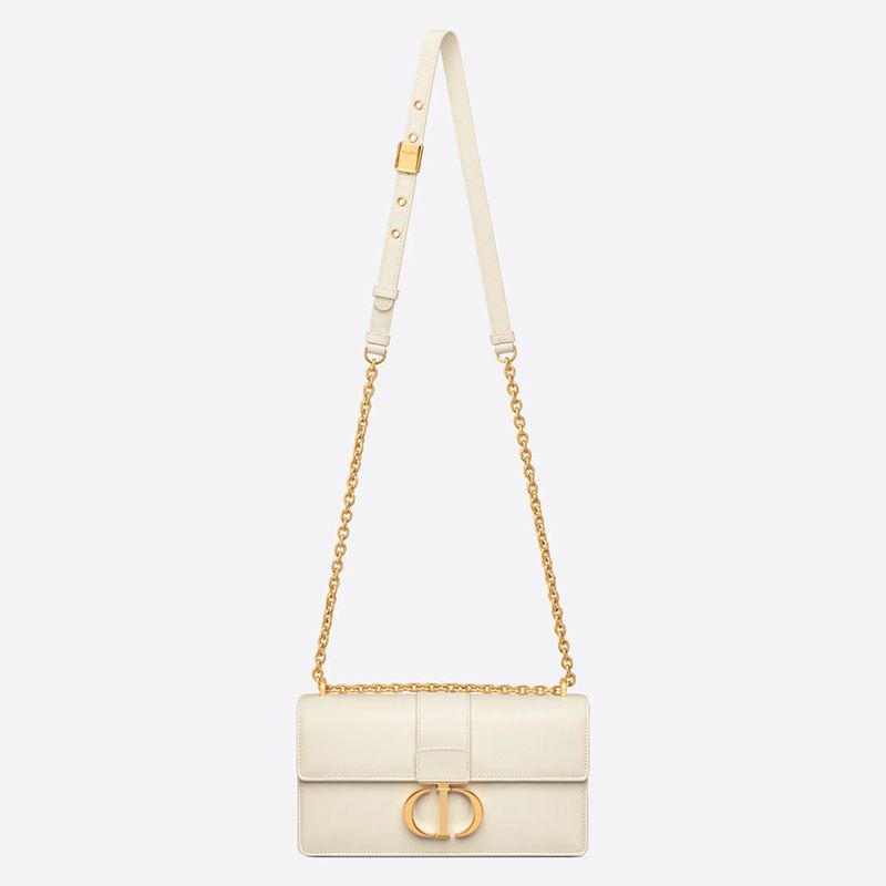 Hot Dior 30 Montaigne East-West Bag With Chain Calfskin White