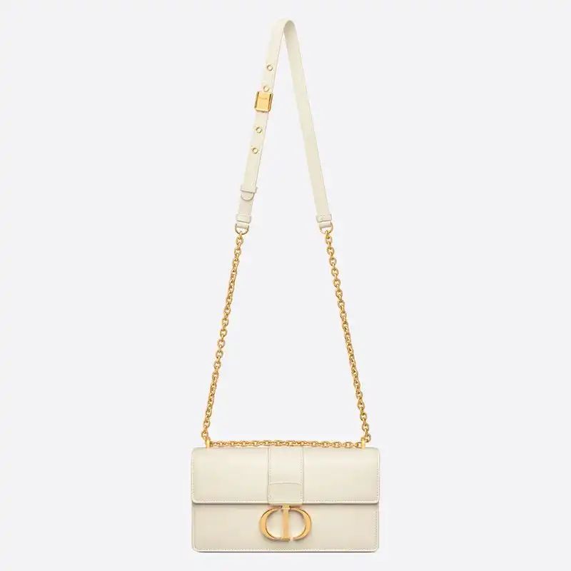 Cheap Dior 30 Montaigne East-West Bag With Chain Calfskin White Luxury