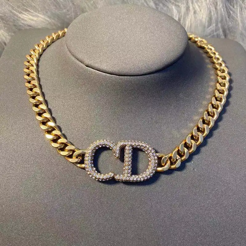 Hot Dior 30 Montaigne Necklace Metal And White Crystals Gold