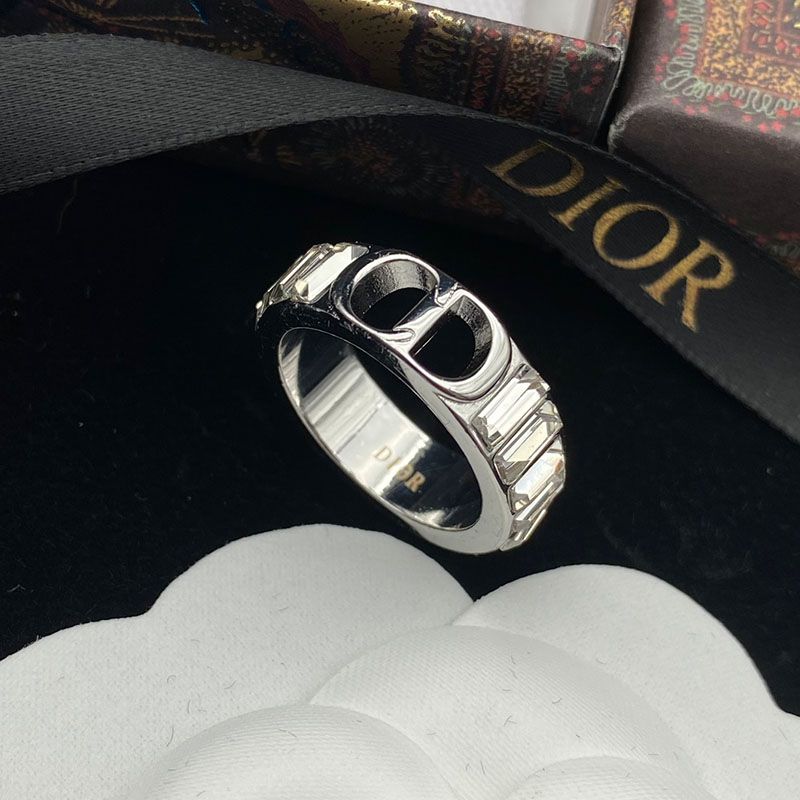 Hot Dior 30 Montaigne Ring In Metal And White Crystals Silver