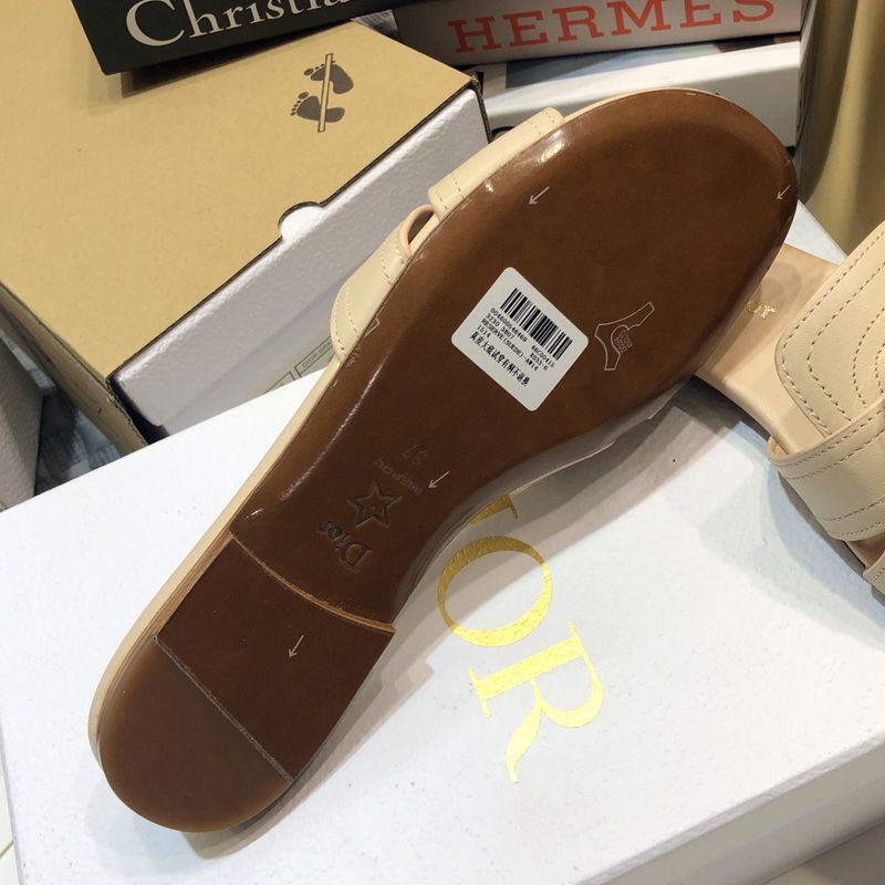 Dior 30 Montaigne Slides Women Calfskin Apricot Hot Sale