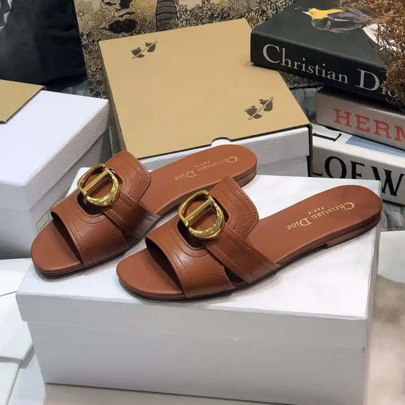 Affordable Hot Dior 30 Montaigne Slides Women Calfskin Brown