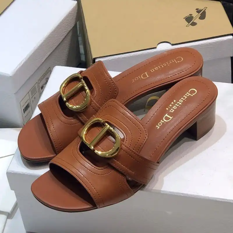 Affordable Hot Dior 30 Montaigne Slides Women Calfskin Brown