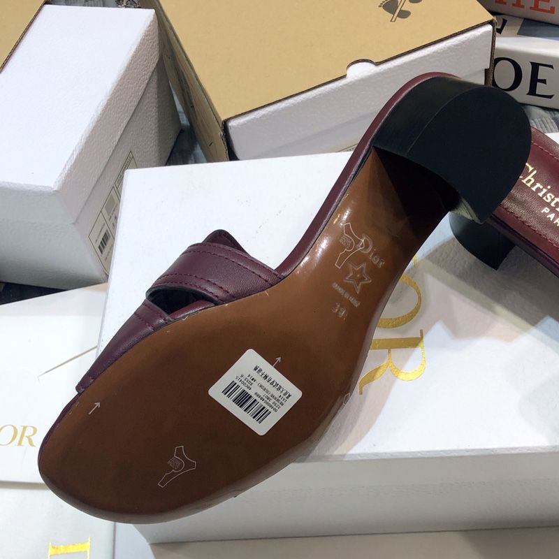 TOP Dior 30 Montaigne Slides Women Calfskin Burgundy