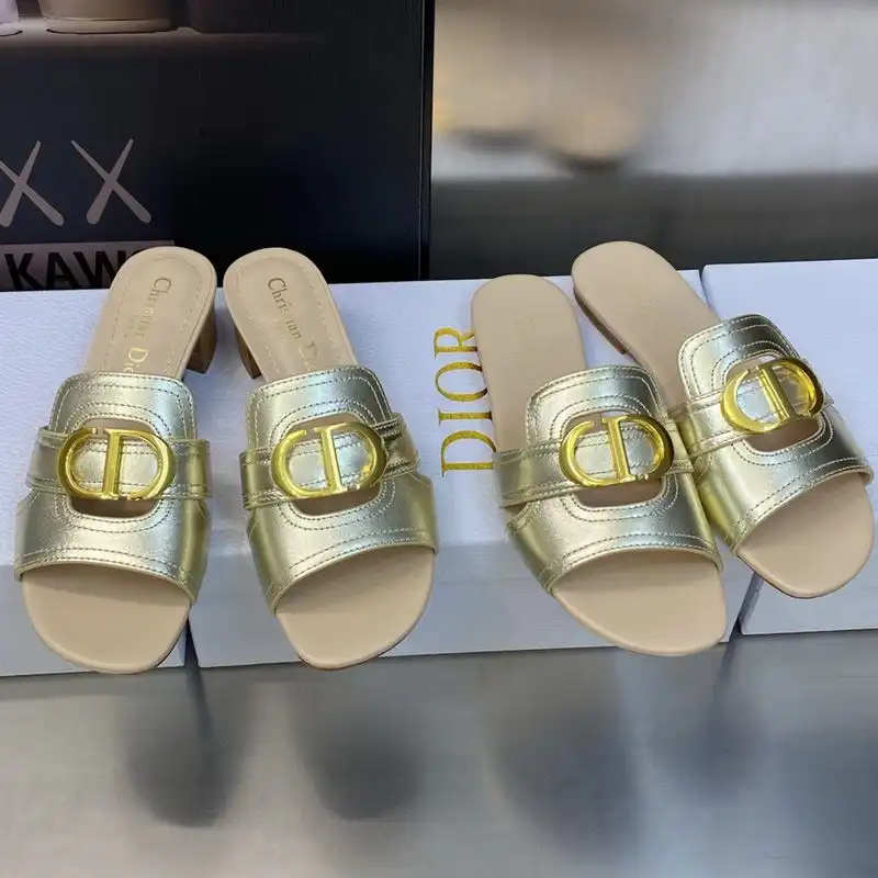 Hot Dior 30 Montaigne Slides Women Calfskin Gold