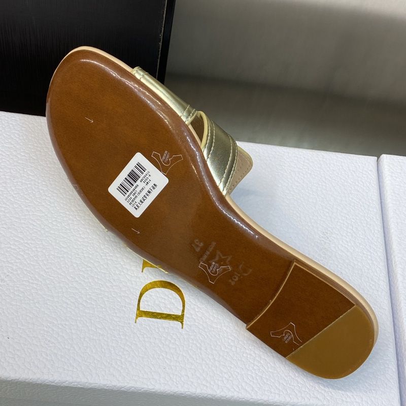 Hot Dior 30 Montaigne Slides Women Calfskin Gold