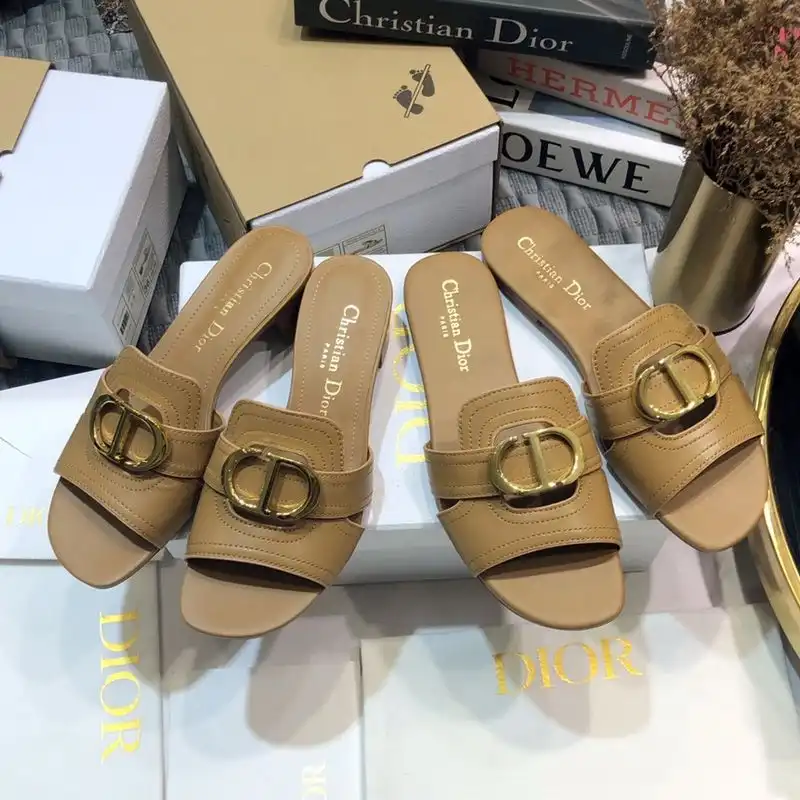 Dior 30 Montaigne Slides Women Calfskin Khaki