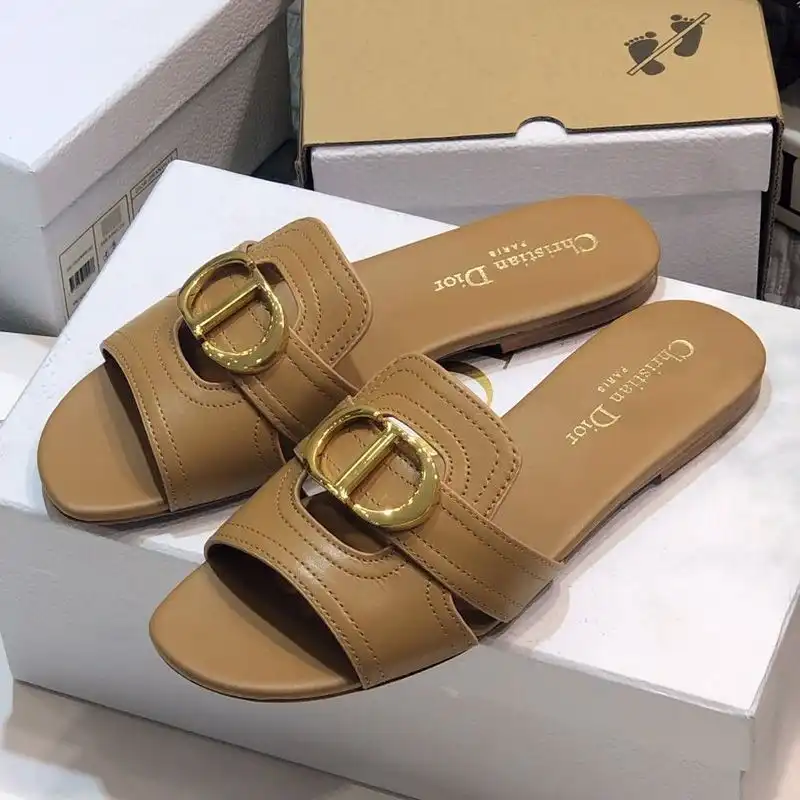 Affordable Hot Dior 30 Montaigne Slides Women Calfskin Khaki