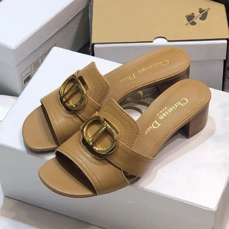 Affordable Hot Dior 30 Montaigne Slides Women Calfskin Khaki