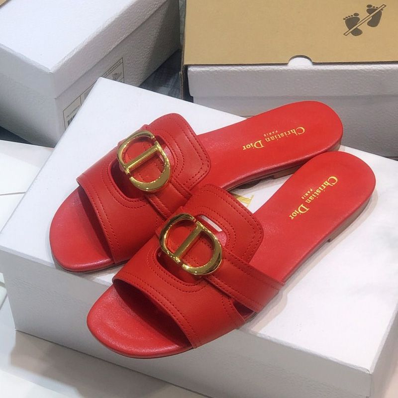 Dior 30 Montaigne Slides Women Calfskin Red