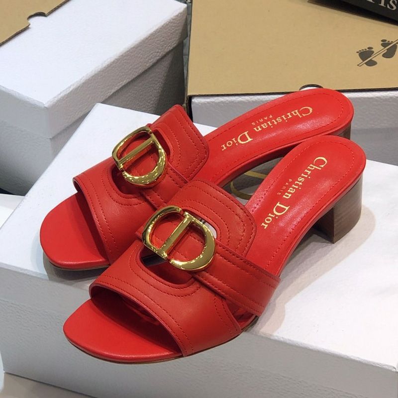 Dior 30 Montaigne Slides Women Calfskin Red