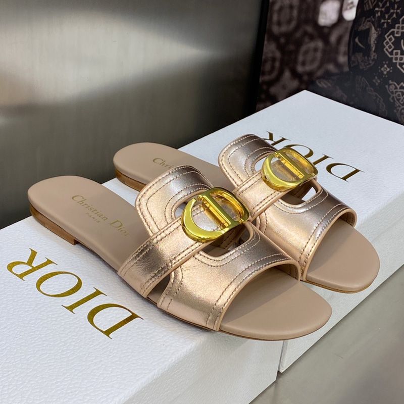 Dior 30 Montaigne Slides Women Calfskin Rose Gold Hot Sale