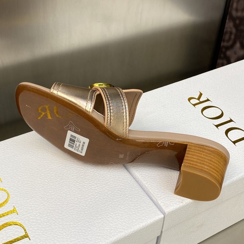 Dior 30 Montaigne Slides Women Calfskin Rose Gold Hot Sale