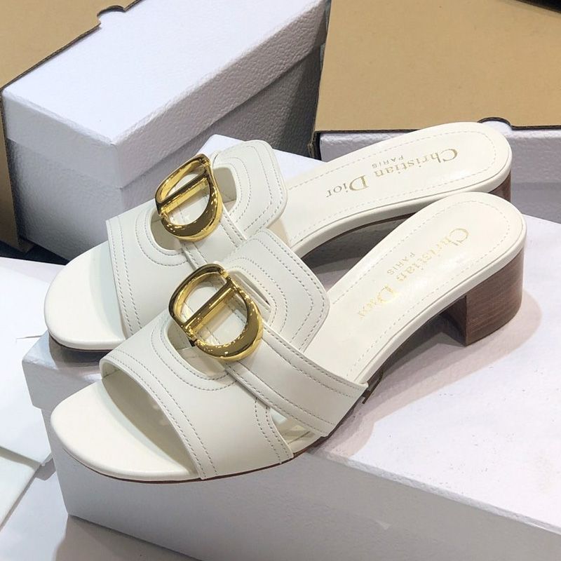 Hot Dior 30 Montaigne Slides Women Calfskin White