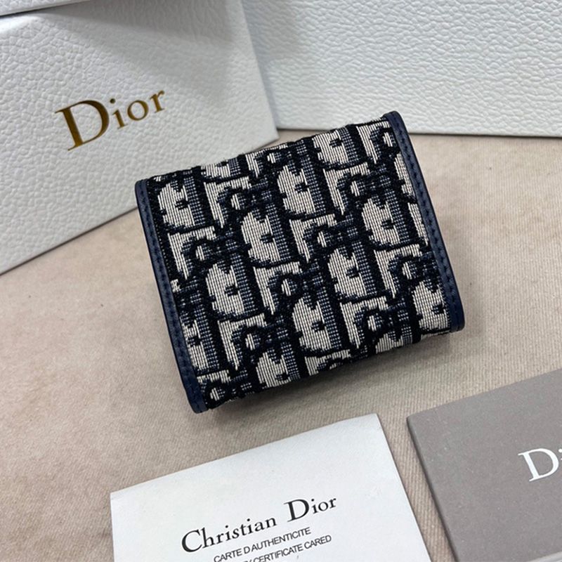 Dior 30 Montaigne Wallet Oblique Motif Canvas Blue Hot Sale