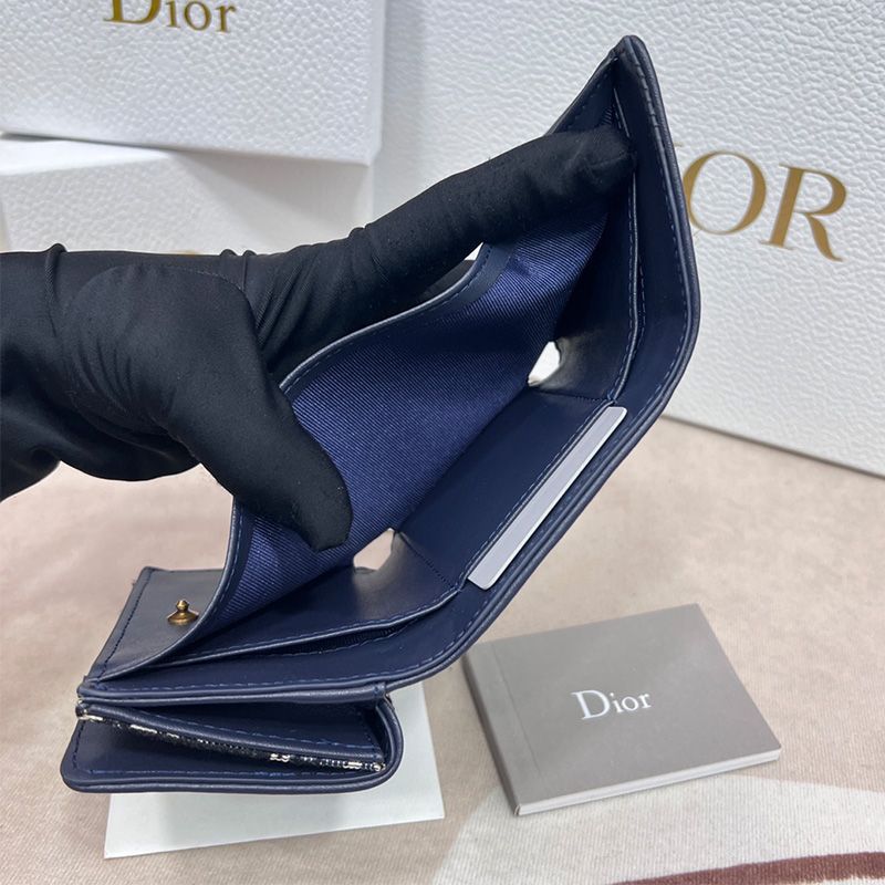 Dior 30 Montaigne Wallet Oblique Motif Canvas Blue Hot Sale