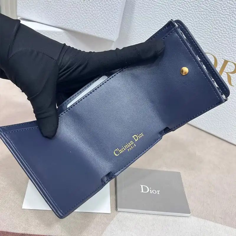 Affordable Hot Dior 30 Montaigne Wallet Oblique Motif Canvas Blue