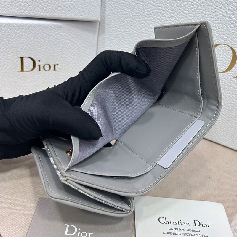 Dior 30 Montaigne Wallet Oblique Motif Canvas White Hot Sale